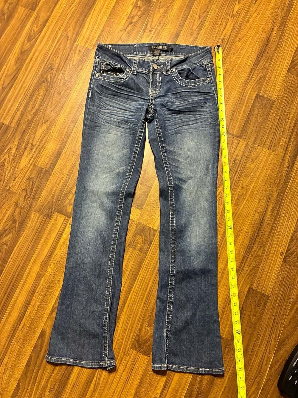 Premier By Rue 21 Low Rise Slim Boot Cut Jeans Women's 5/6 Thick Stitch Blue